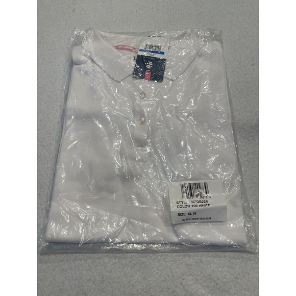 IZOD Approved Girls School Uniform Short Sleeve Polo Shirt XL 16 White NWT - Picture 4 of 9